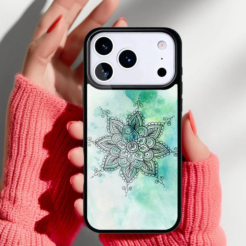 Elegant Mandala Floral Design Phone Case for iPhone 17 16 15 14 13 Pro Max Back Cover for 12 11 Pro Coque