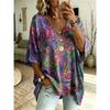 T-shirt da Donna Taglie Forti Scollo a V Maniche a Pipistrello Stampa Etnica Boemia Top Largo Estivo Comodo Traspirante Quotidiano Casual Stile Modellante