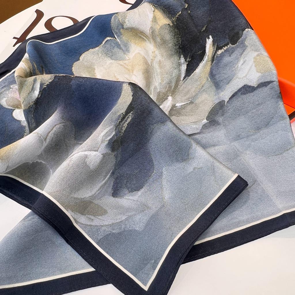 New! Silk Silk Double Crepe Spring And Summer Lotus Flower Language Long Silk Scarf Female Mulberry Silk Streamer Scarf