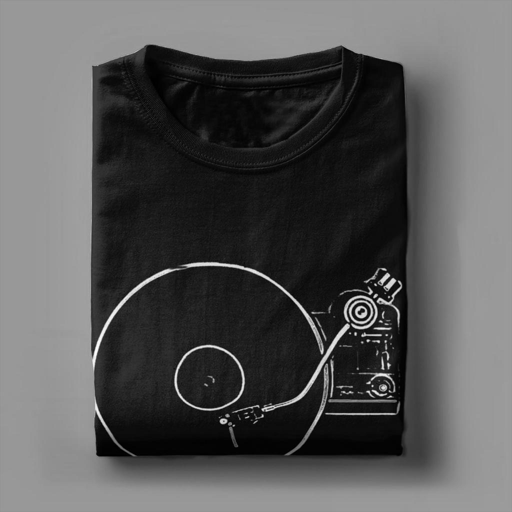 Vinyl Plattenspieler Skizzenzeichnung Sommer T-Shirts für Paare Neuheit Freizeit T-Shirt Kurzarm Vintage Top Tees