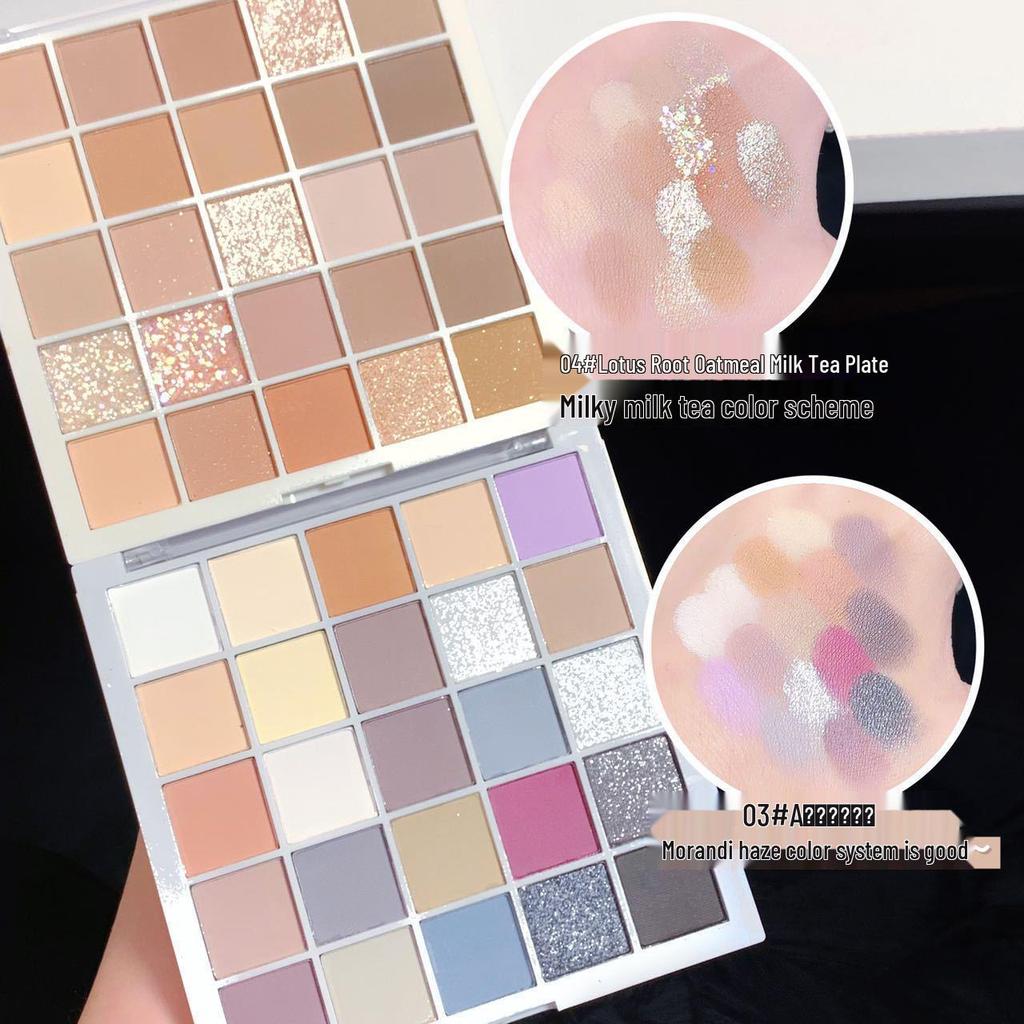 25-Color Lucky Magic Cube Eyeshadow Palette - Student-Friendly Earth Tones in Cement Gray and Misty Purple