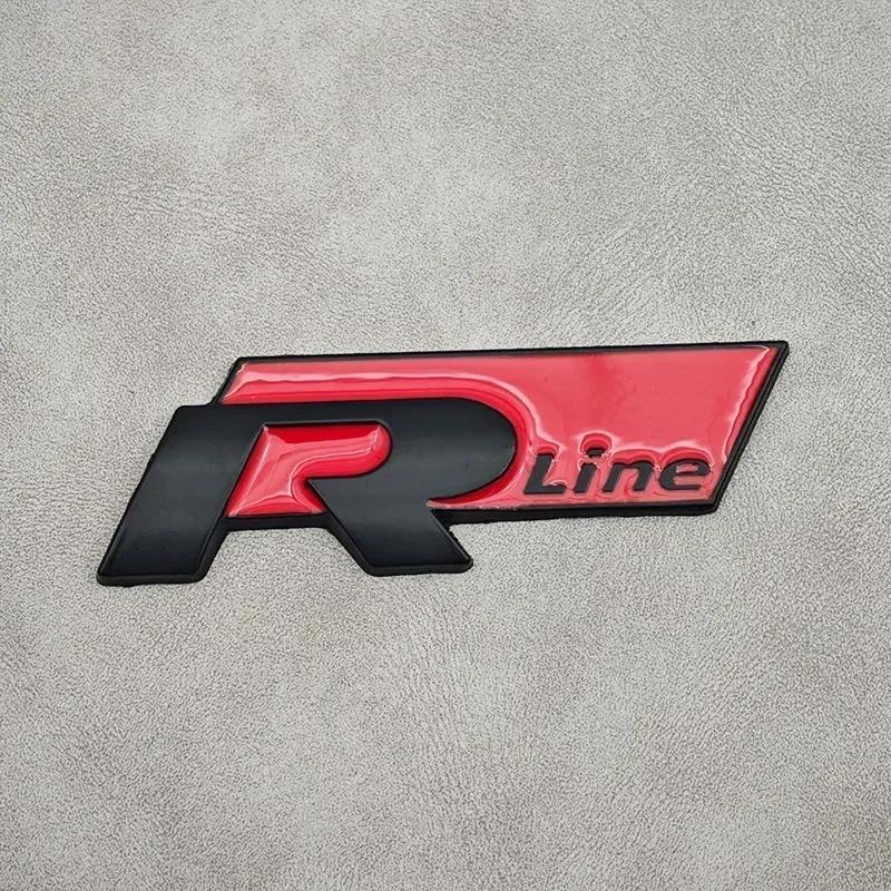 BSL1 Emblems 3D Metal R Line R Logo Front Grill Emblem Car Rear Trunk Sticker For Volkswagen VW R Line Golf 4 5 6 7 Touran Polo Acces ld2