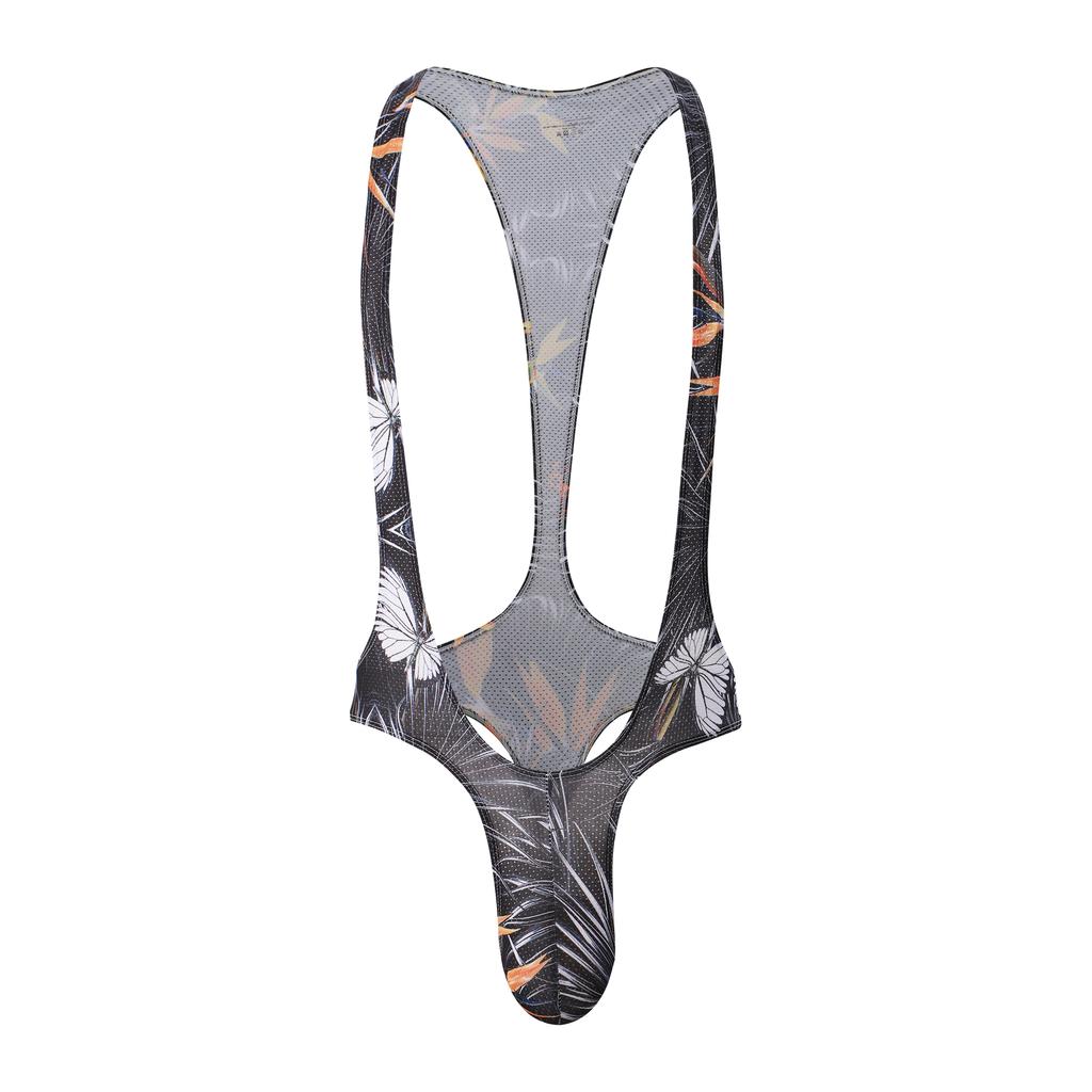 Gay Male Printed Bodysuits Body Shapers Men's Sexy Thongs Print Wrestling Singlet Leotards Sissy Men's Jockstrap Slips Jumpsuits
