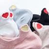 Women's Summer Embroidery Low-Cut Boat Socks - Solid Color with Cartoon Heart Design