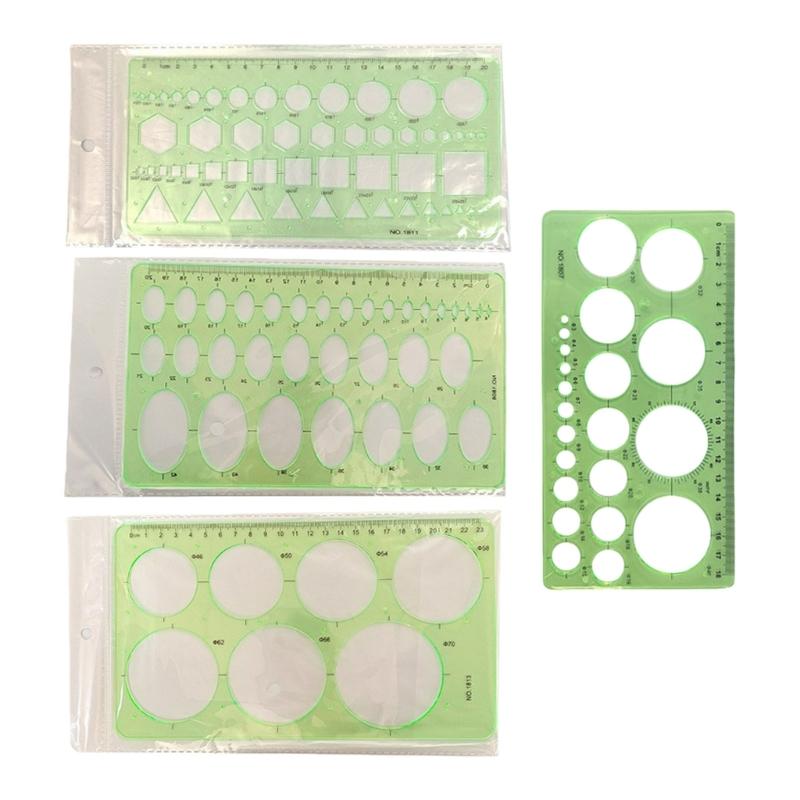 4Pcs Professional Geometric Drawing Stencils Clear Plastic Circlular Templates for Technical Drafting Outdoor Sketching 1