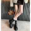 Grape mother same retro round head thick heel locomotive boots temperament versatile belt buckle side zipper medium boots women's autumn and winter