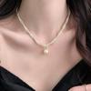 PANJBJ 925 Sterling Silver Pearl Necklace for Women Double Layer Bead Classic Sweet Romantic Design Jewelry Gift Dropshipping