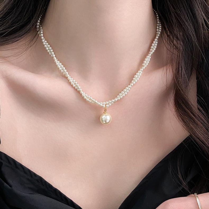 PANJBJ 925 Sterling Silver Pearl Necklace for Women Double Layer Bead Classic Sweet Romantic Design Jewelry Gift Dropshipping