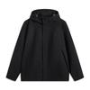Comfortable Casual Simple Solid Color Hooded Loose Zipper Windbreaker Men Outerwear Black AFDV775-4