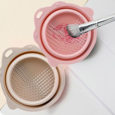 Foldable Makeup Brush Cleaner Bowl Portable Silicone Cosmetic Brushes Powder Puffs Makeup Sponges Cleaning Tool