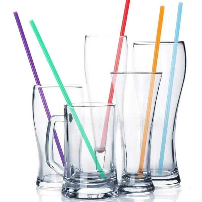 100PCS Disposable Drinking Straws Multicolor MilkTea Milkshake Juice Plastic Straws Bar Drink Summer Party Wedding Accessories