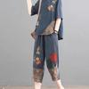 Large Size Cover Meat and Thin Embroidered Ladies Denim Suit Fashion Western Style Age-reducing Fashionable Summer