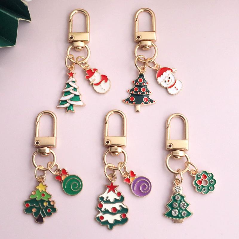 WTEMPO Christmas Series Pattern Design Keychain Sets Cute Christmas Tree Bags Keychain Pendants Holiday Small Gifts DIY Home Festive Decor Ornaments