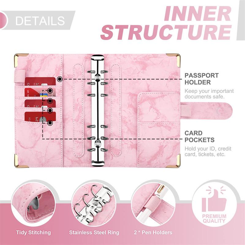 New Budget Plan Notebook A6 Cash Envelope Saving Money 6 Holes Binder Fit For Financial Management A6 Loose-Leaf Notebook Binder