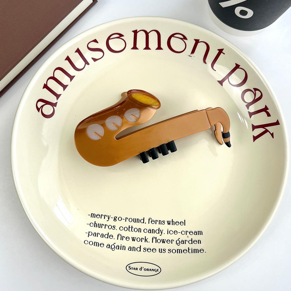 1pc French Artistic Girls' Musical Instruments, Cello, Guitar, Piano Clips, Creative Hair Accessories, Hair Clips