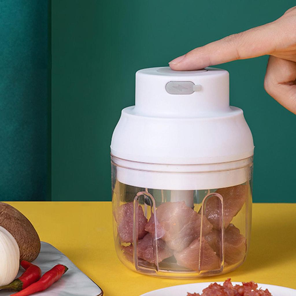 Portable Electric Garlic Chopper Mincer Kitchen Gadgets for Vegetable Fruits White