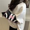 Y2K 96 Number Print Shoulder Bag, Retro Sporty Striped Hobo Purse, Casual Armpit Bag with Studded Detail for Streetwear & Daily