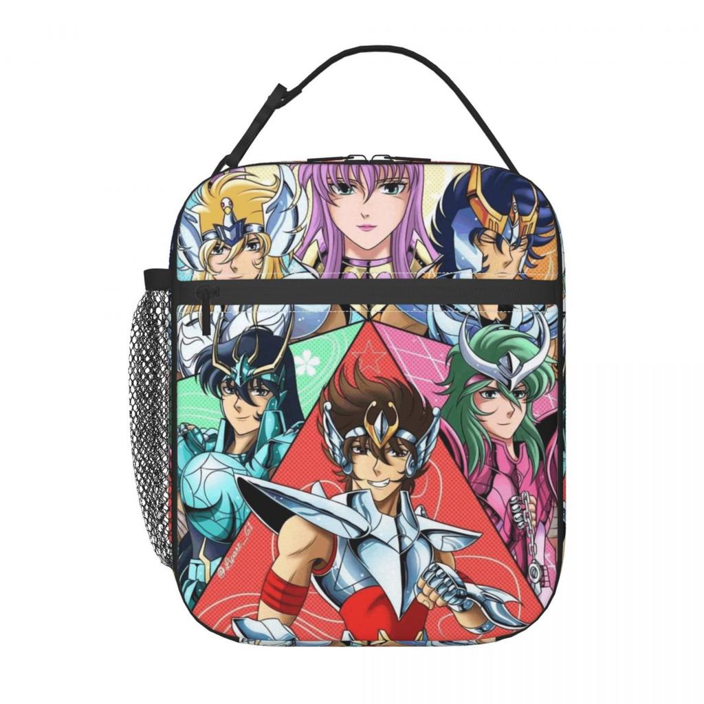 Custom Saintes Seiya Anime Manga Lunch Bag Warm Cooler Insulated Lunch Box for Work Office Picnic Food Portable Tote Bags