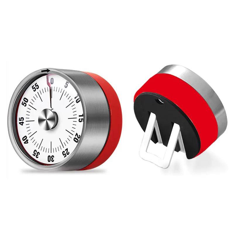 Stainless Steel Magnetic Kitchen Timer: Mechanical Rotating Countdown Clock for Students