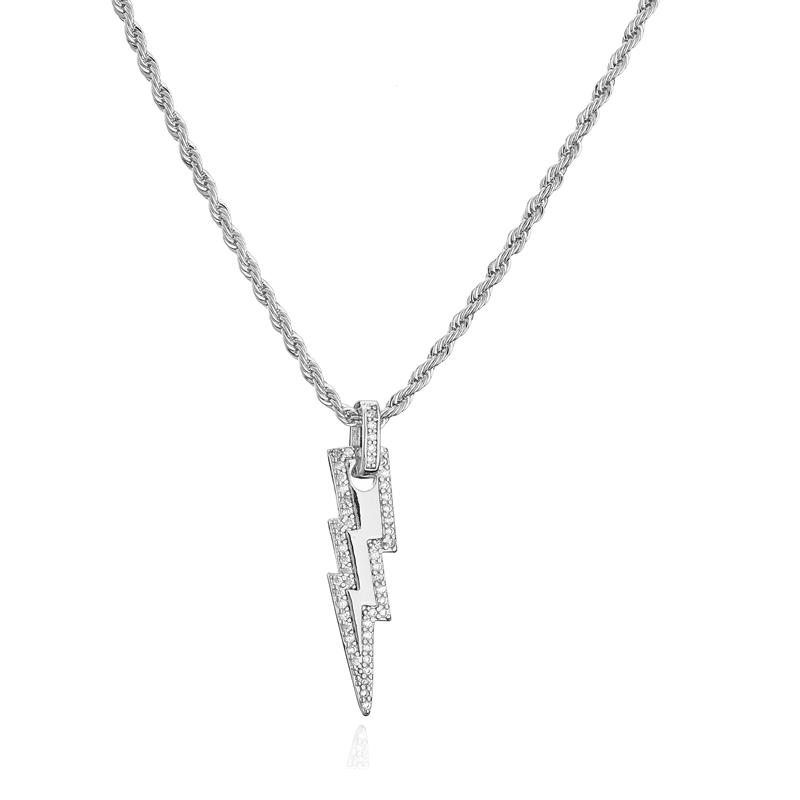 

HECHENG,Shiny Zircon Lightning Pendant Necklace Earrings for Women ,18K Gold Plated Temperament Zircon set Gift 45cm