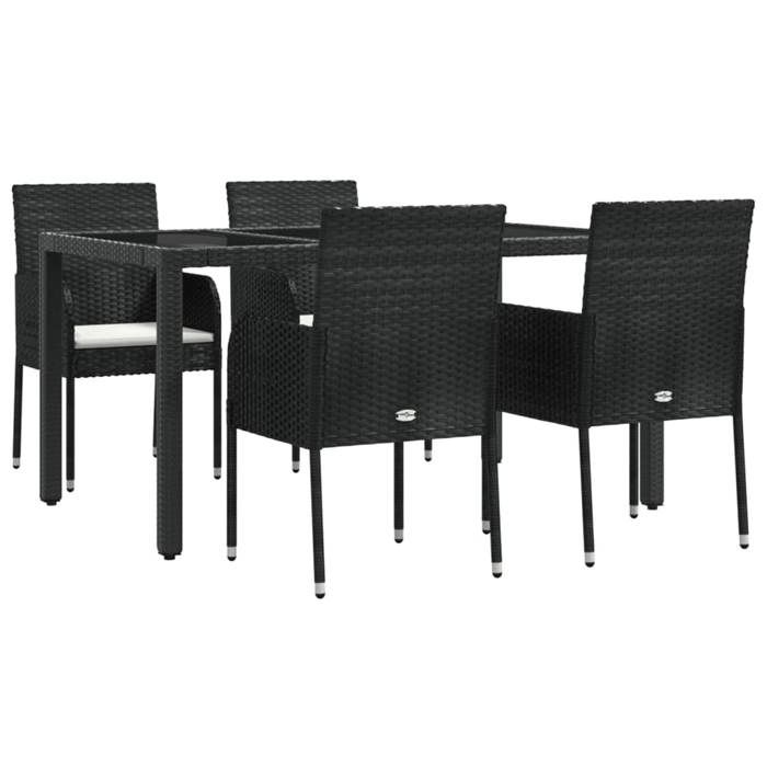 VidaXL Ensemble à manger de jardin coussins 5pcs Noir Résine tressée, ensemble de salle à manger, ensemble de salle à manger 3185001
