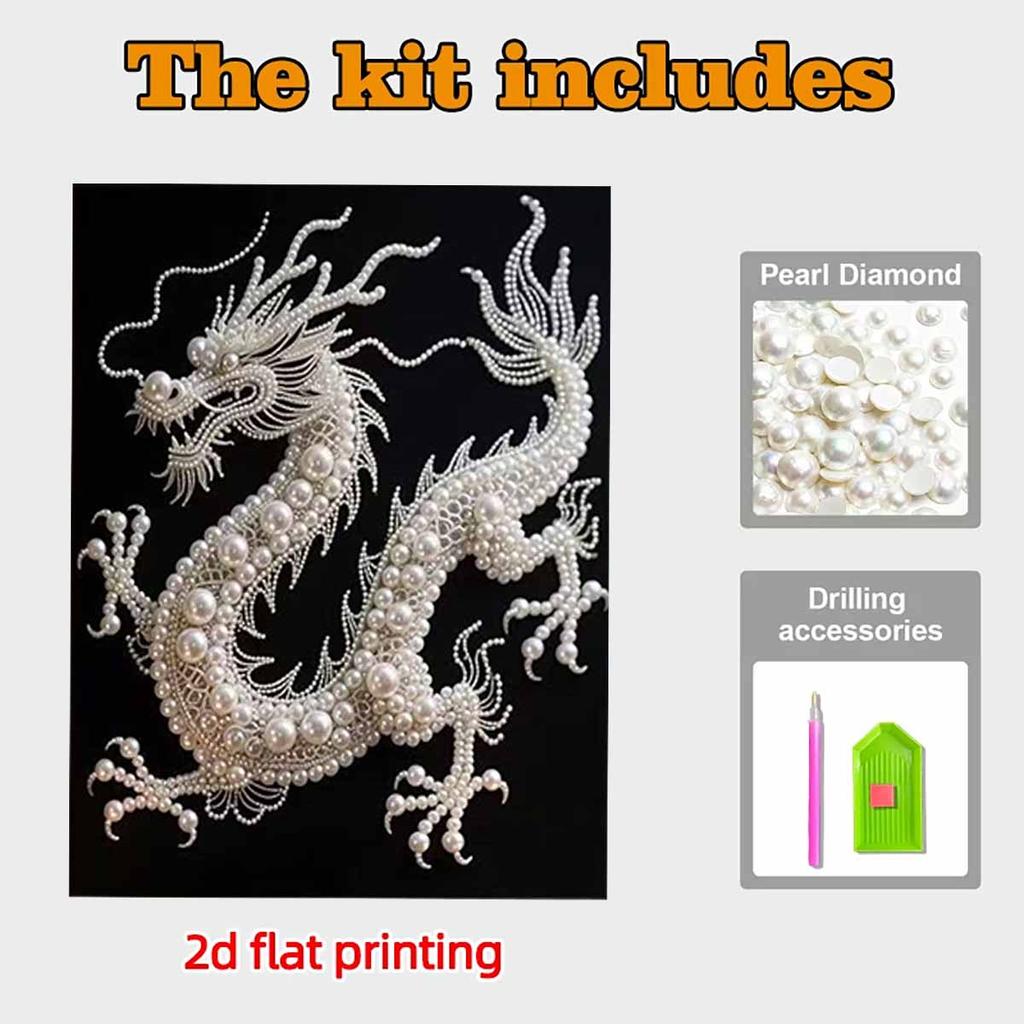 Pearl Dragon DIY Diamond Art Kits 13.7x17.7inch Gem Art Diamond Painting Kits Without Frame for Adults/Beginners Gift Idea Home Wall Decor