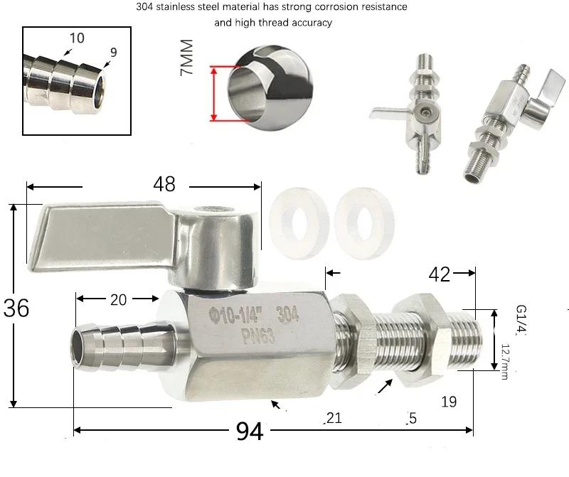 Valvola a Sfera Mini in Acciaio Inossidabile 304 con Raccordo a Innesto per Tubo Grado Sanitario 7mm 8mm 10mm 12mm Giunto per Tubo Gas Acqua Olio Microvalvola Acquario