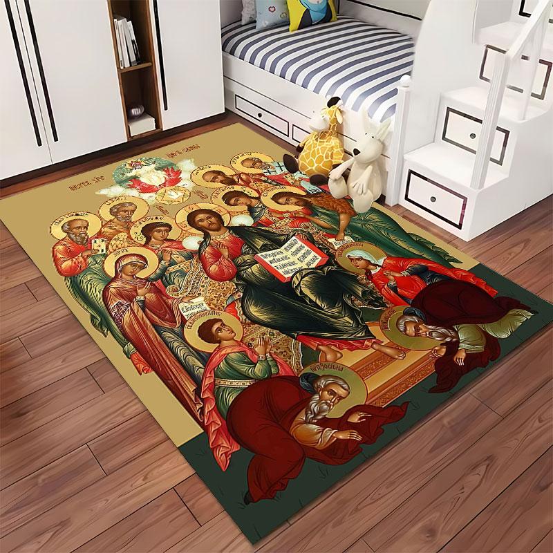 "Orthodox Religious Icon Print" suitable as a non-slip mat for the living room or bedroom sofa