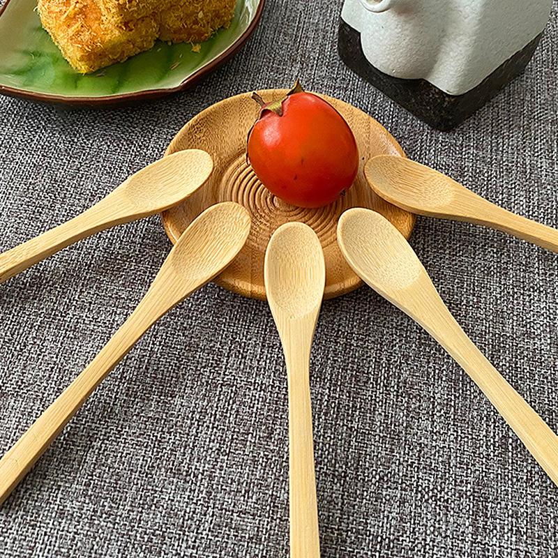 5Pcs Wooden Honey Spoon Ecofriendly Household Tableware Bamboo Kitchen Condiment Scoop Coffee Spoon Dessert Spoon Teaspoon