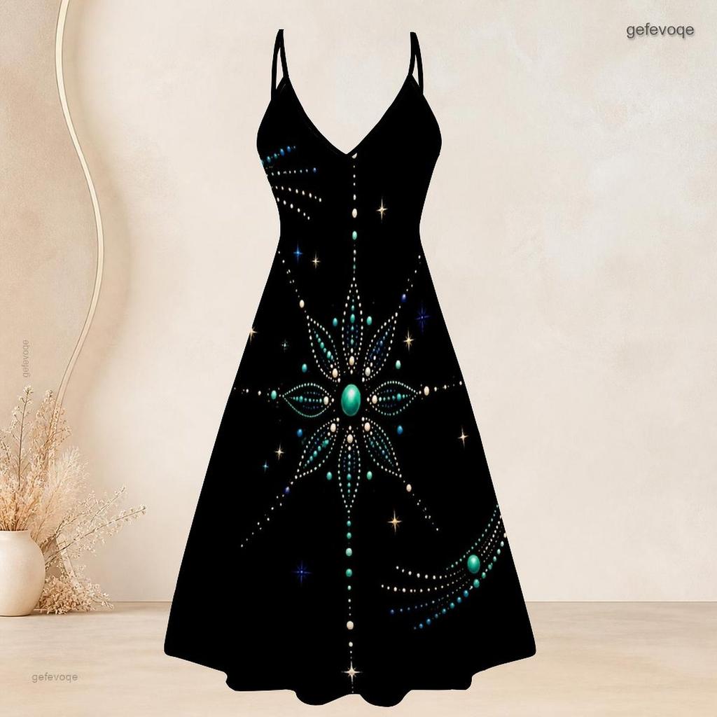 Women Plus Size Two Piece Dress Set Short Sleeve Open Cardigan Strappy V Neck Flared Printed Dress