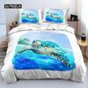 Marine Life Quilt Cover King Dimension Microfiber Blue Ocean Dolphin Turtle Design Single Size Bed Linen Package Hawaiian Vacation Style Quilt Cover