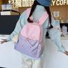 High-value bow ins niche plaid schoolbag for female junior high school students, casual and lightweight college students, travel backpack.