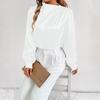 Light Transparent Solid Color Long Sleeved Top Satin Women’s Blouses & Shirts