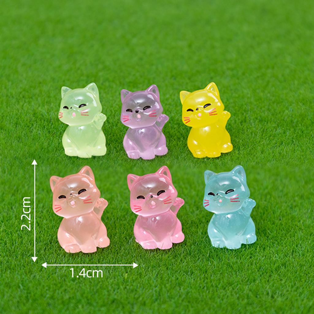 10-100 Stück Leuchtende Mini-Harzkatzen Kleine Kätzchen-Figuren für Feengarten Landschaft Aquarium Topfpflanze Streichspiel DIY-Dekoration
