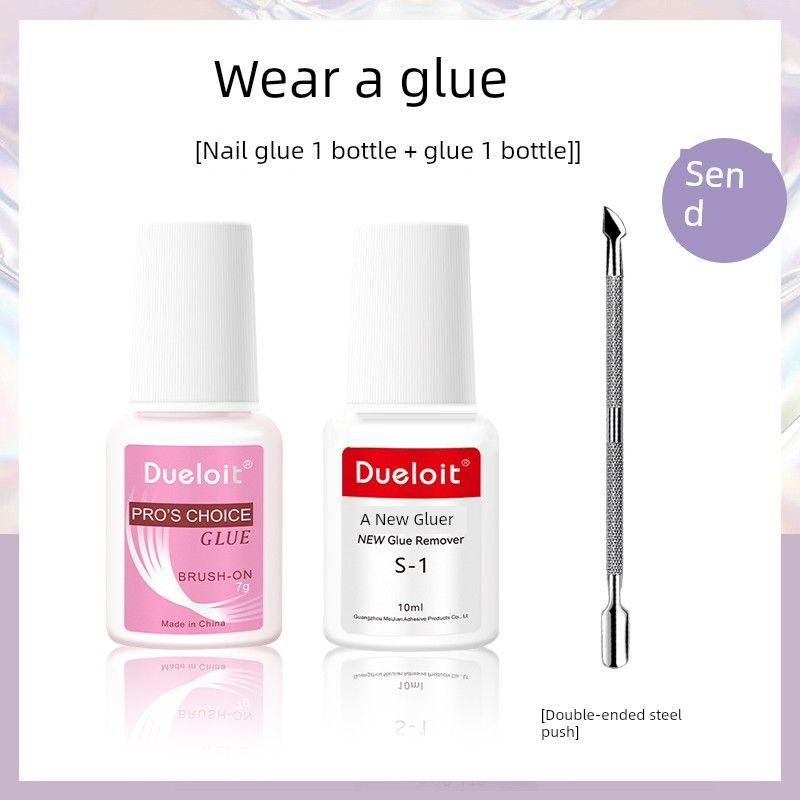 

New Arrival Fancy Nude Color Rhinestone Fake Nail Tip Summer Toenail Wear Nail Finished Product Elegant White Nail Stickers Nail glue + gel release agent + steel push