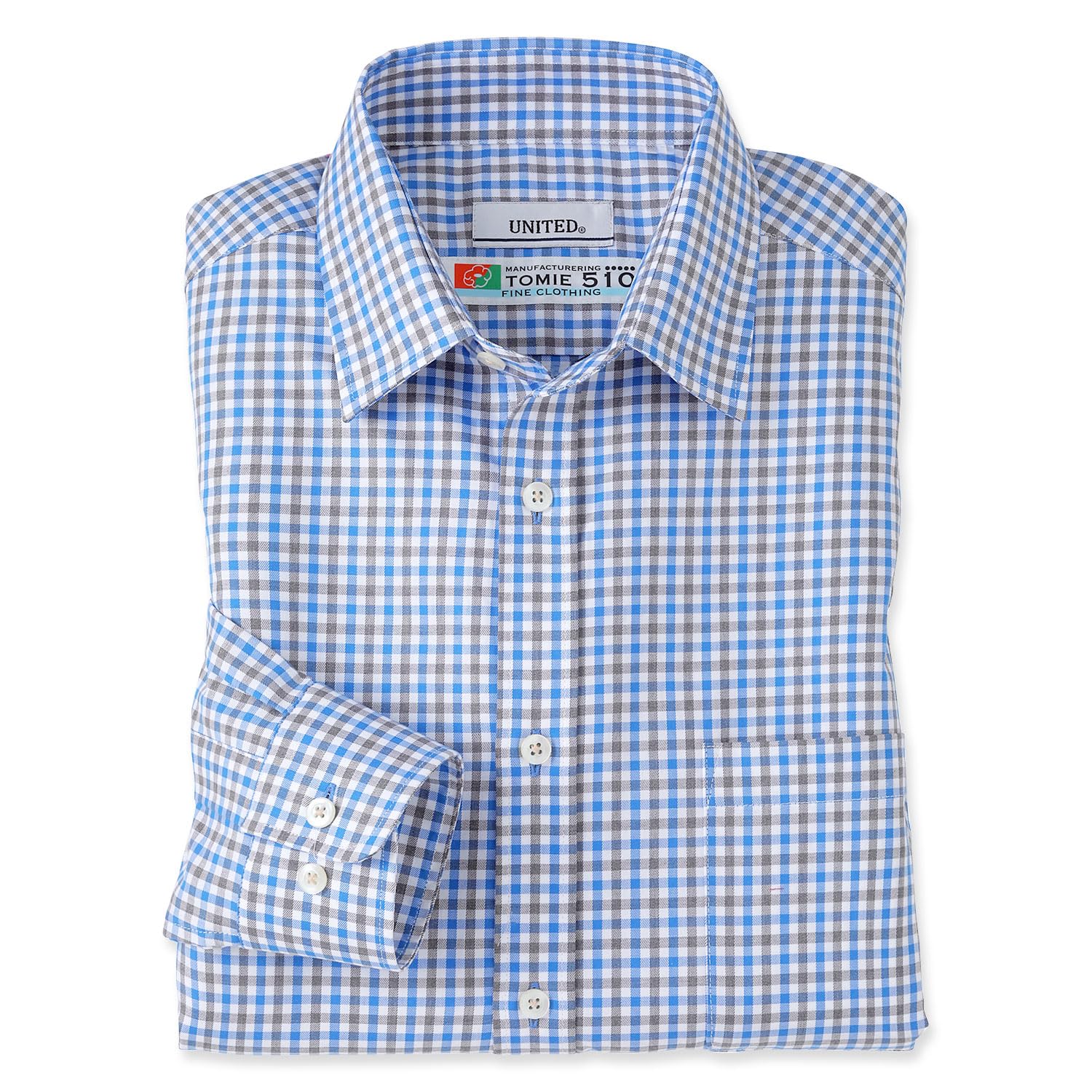 

made in Tomie gingham [UNITED] Long-sleeved shirt, Japan, Kobo, men s (L, blue)
