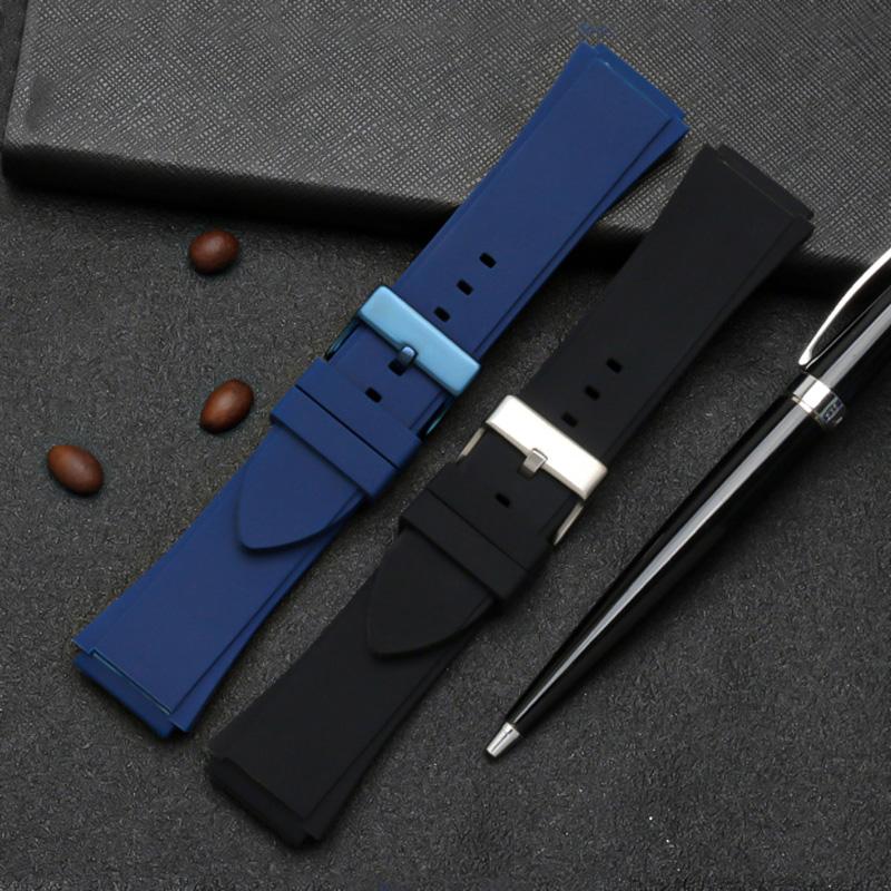 Classic Silicone Strap Stainless Steel Buckle Waterproof Men for Guess W0247G3 W0040G3 W0040G7 Series Replacement Bracelet Watch Band