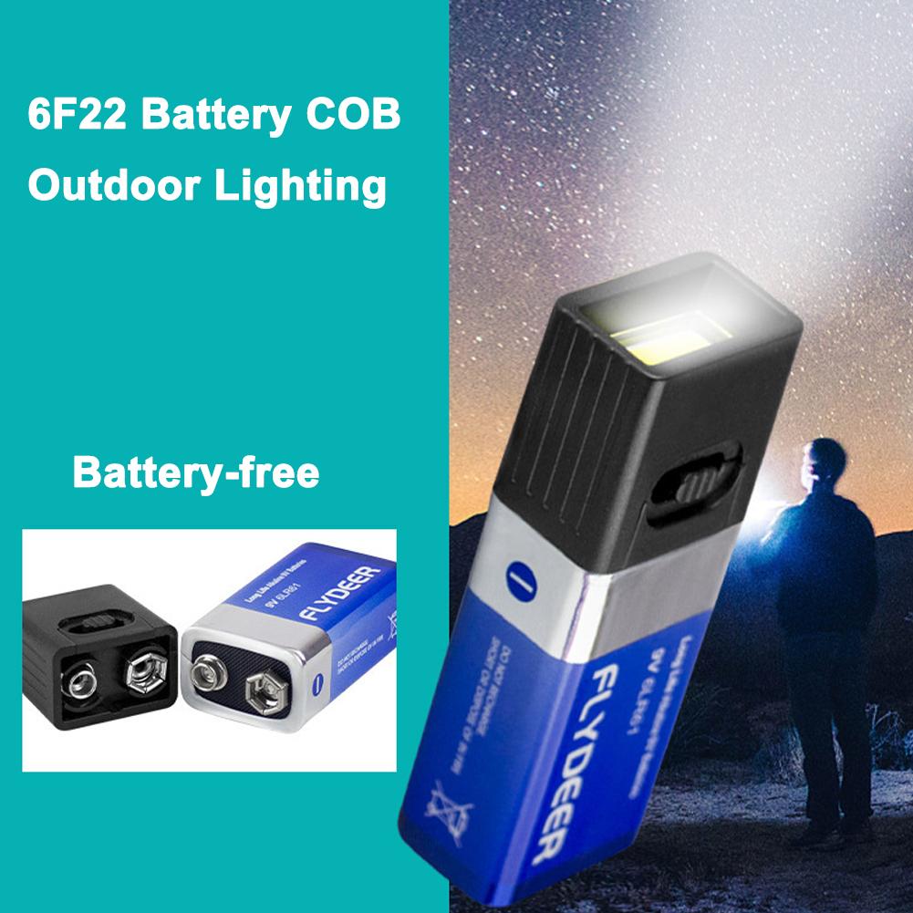 6V22 Battery Mini Portable Light 9V COB LED Work Light Flashlight for Outdoor Emergency Camping Hiking (Battery Not Included)
