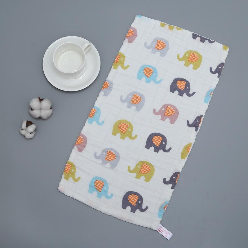 6 Layer Pure Cotton Baby Gauze Square Towel High Density Printed Children Face Washing Saliva Towel Soft Absorbent