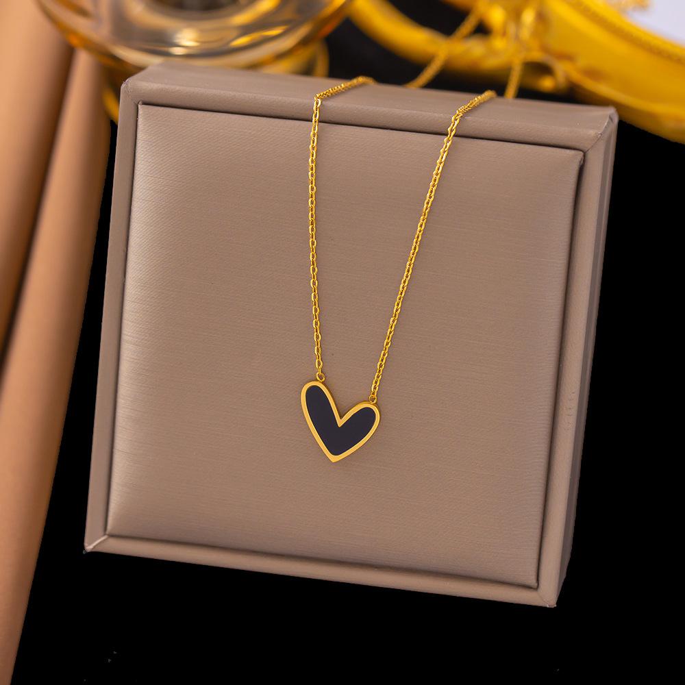 316L Stainless Steel Love Heart Pendant Necklace For Women Fashion Ladies Gold Color Clavicle Chain High Quality Jewelry Gifts