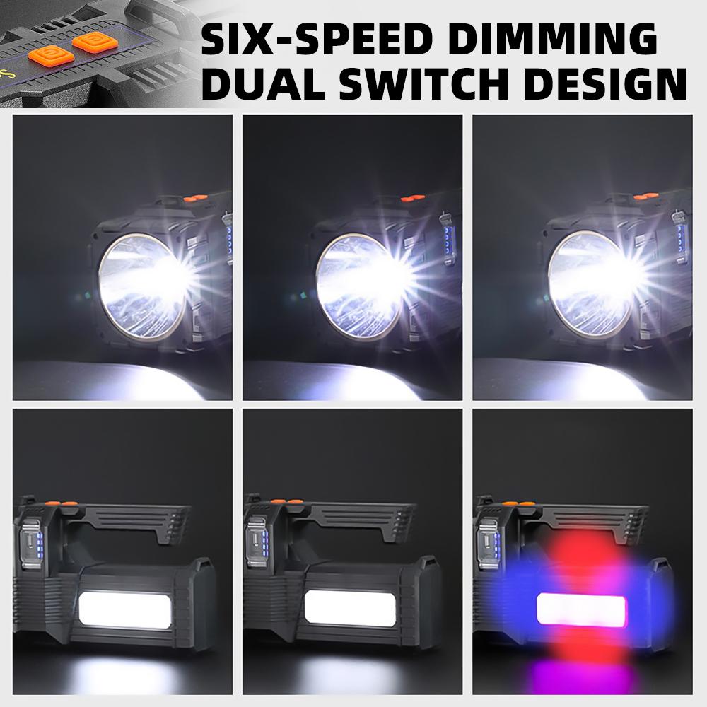 Solar Energy High Power LED Flashlight Type-C Rechargeable Strong Light Lamp Waterproof For Outdoor Camping Hiking