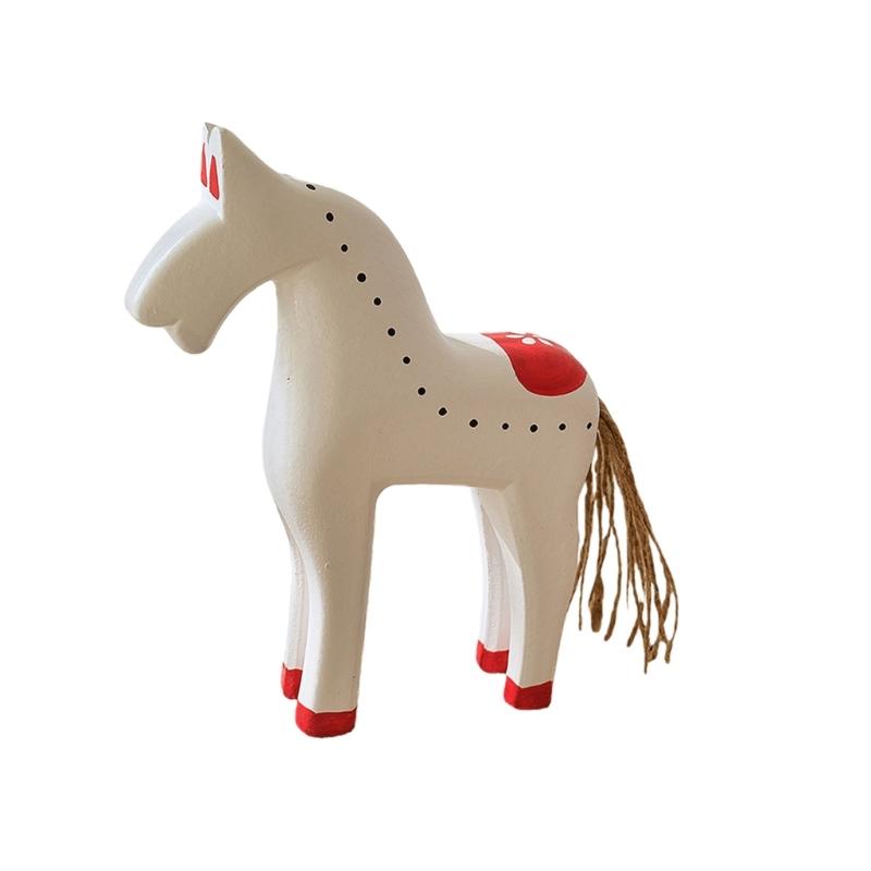Wooden Horse Statue Sculptures Decorative Animal Figurines Tabletop Ornament for Office Home Decorations Birthday Gift