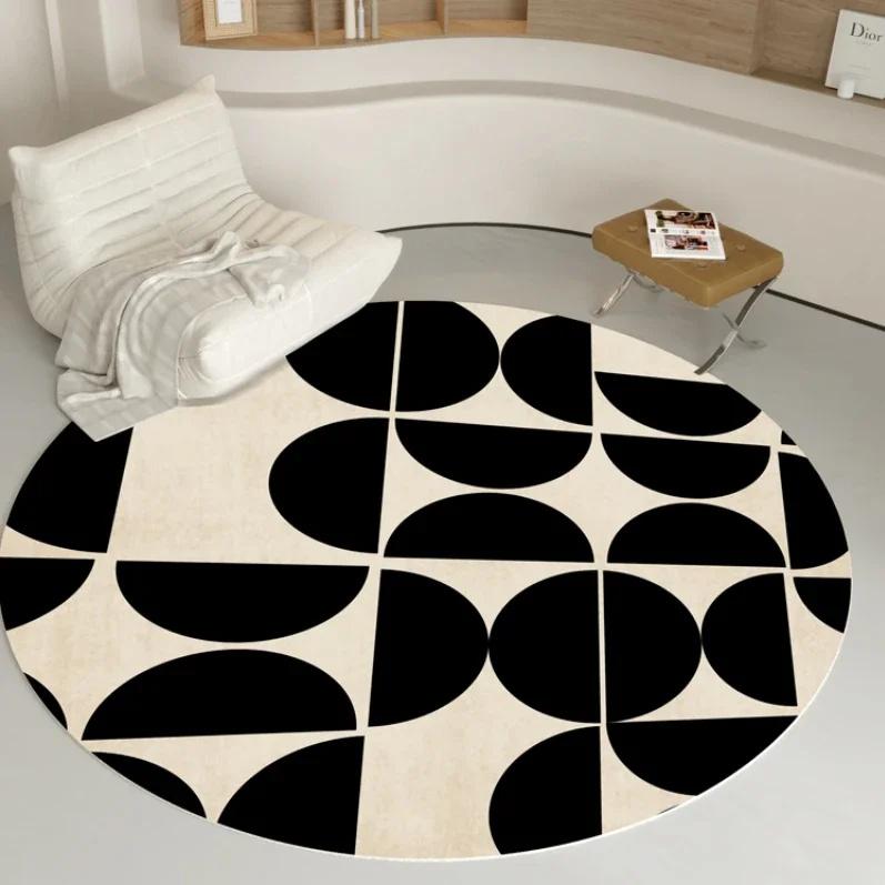 Minimalist Geometry Round Carpet Fluffy Soft Living Room Decor Light Luxury Circle Rugs for Bedroom Large Area Round Study Mat