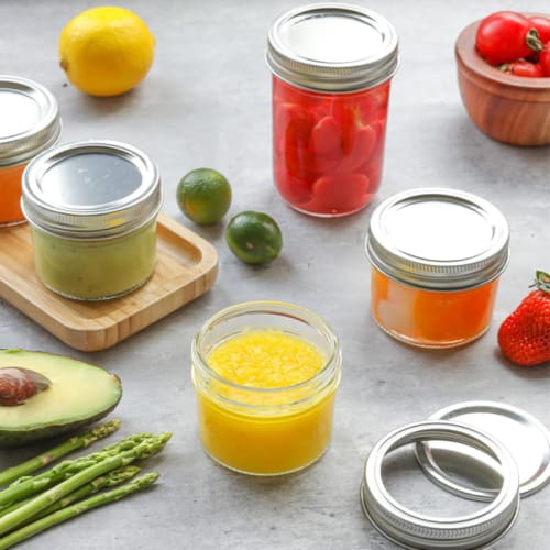 Wide Mouth Mason Jars Bulk - 6 Plastic Jars with Lids, Clear Storage Containers, Small Canning Jars, Wide Mouth Canning Supplies Jars, Cosmetic Jars
