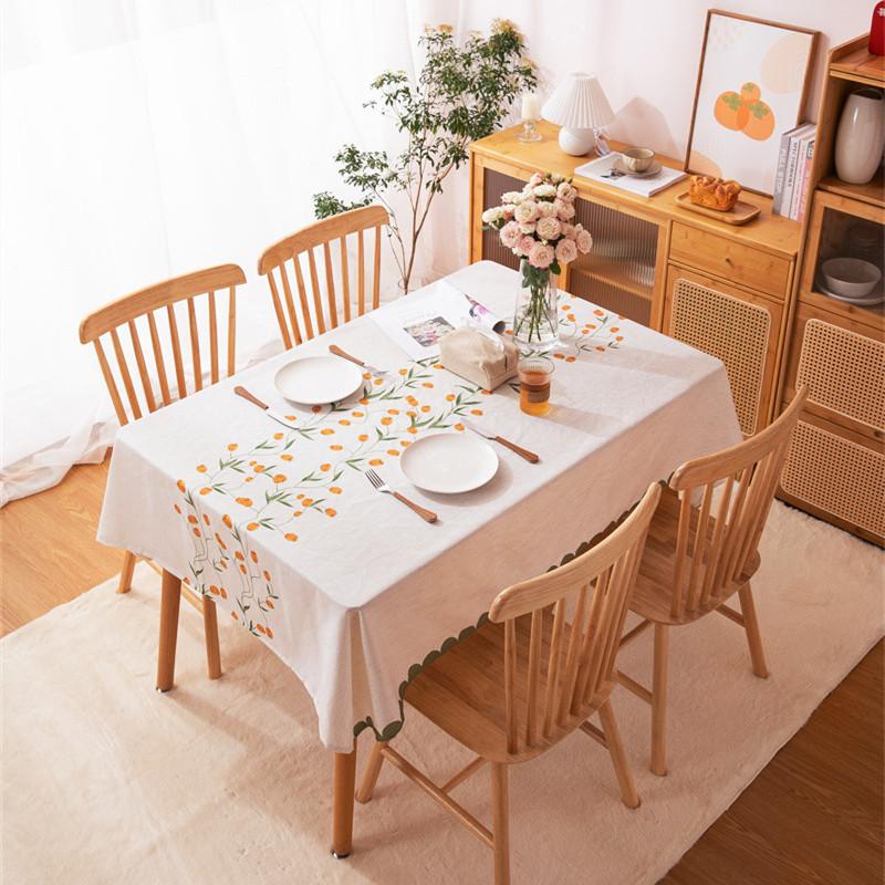 Modern Simple Polyester Hemp Digital Printing Tulip Spring Flower Decorative Tablecloth Rectangular Coffee Table Tablecloth Dining Table