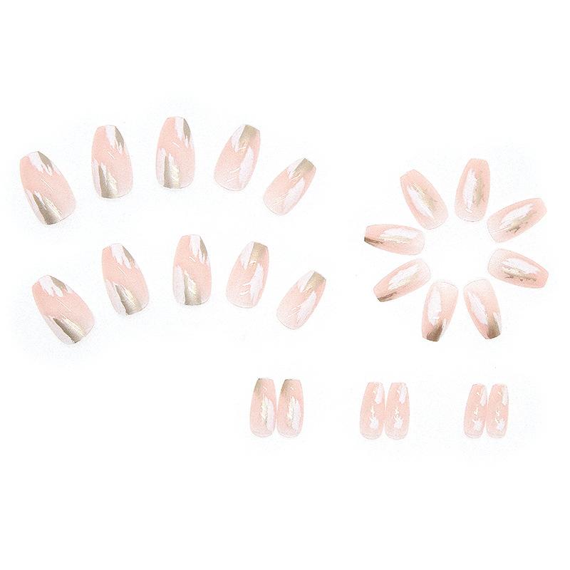 24pcs/set Quick Nails Smudged False Nail Stickers Ballerina Manicure