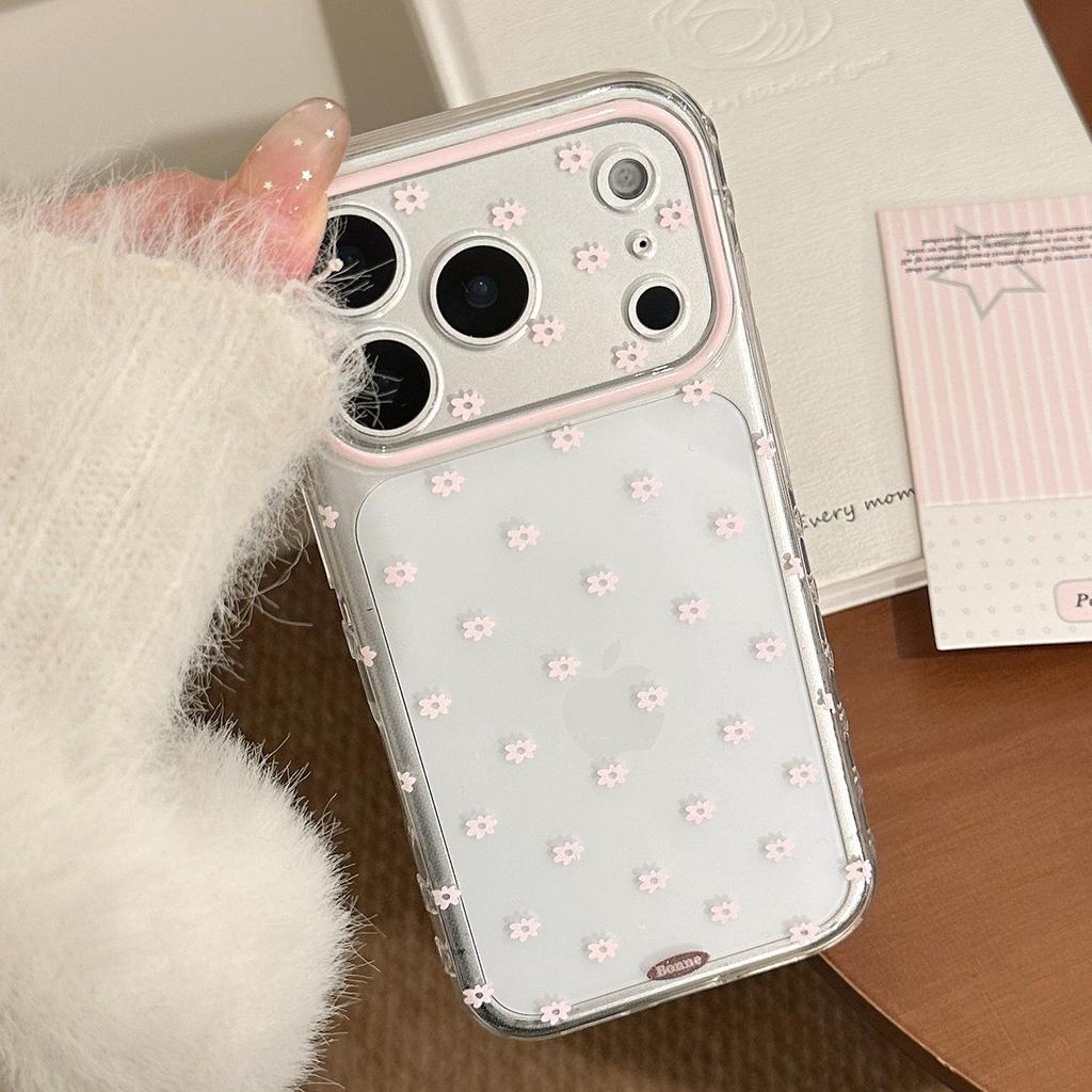 IPhone 15, iPhone 16 ve iPhone 17 Pro Max için Pembe Çiçekli Telefon Kılıfı