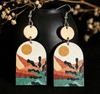 Sunset Spliced Round Wood Earrings