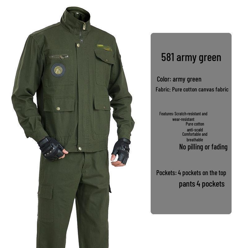 Men's Autumn Cotton Welder Anti-Scald Workwear Set - Wear-Resistant Labor Protection Suit/Pants