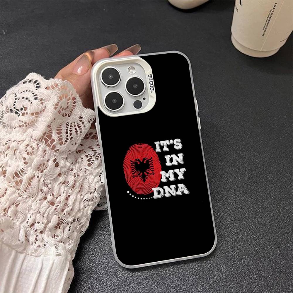 

Albania Albanians Flag Phone Case For iPhone 17 16 15 14 13 12 11 XS XR X Pro Max Plus Colored Silver Plated Cover iPhone 13